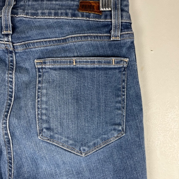 PAIGE Verdugo Ankle Skinny Jeans Side Stripes Mid Rise Raw Hem Size 28 Blue - Picture 12 of 12